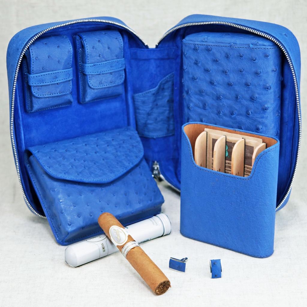 Brizard and Co - Havana Traveler (Valuables Pouch) - Blue Ostrich (Ostrich)