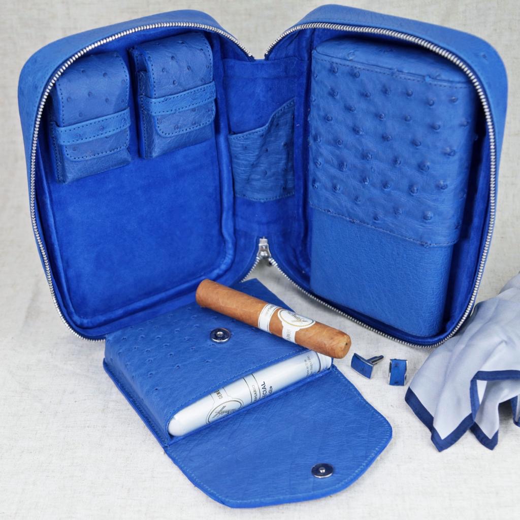 Brizard and Co - Havana Traveler (Valuables Pouch) - Blue Ostrich (Ostrich)