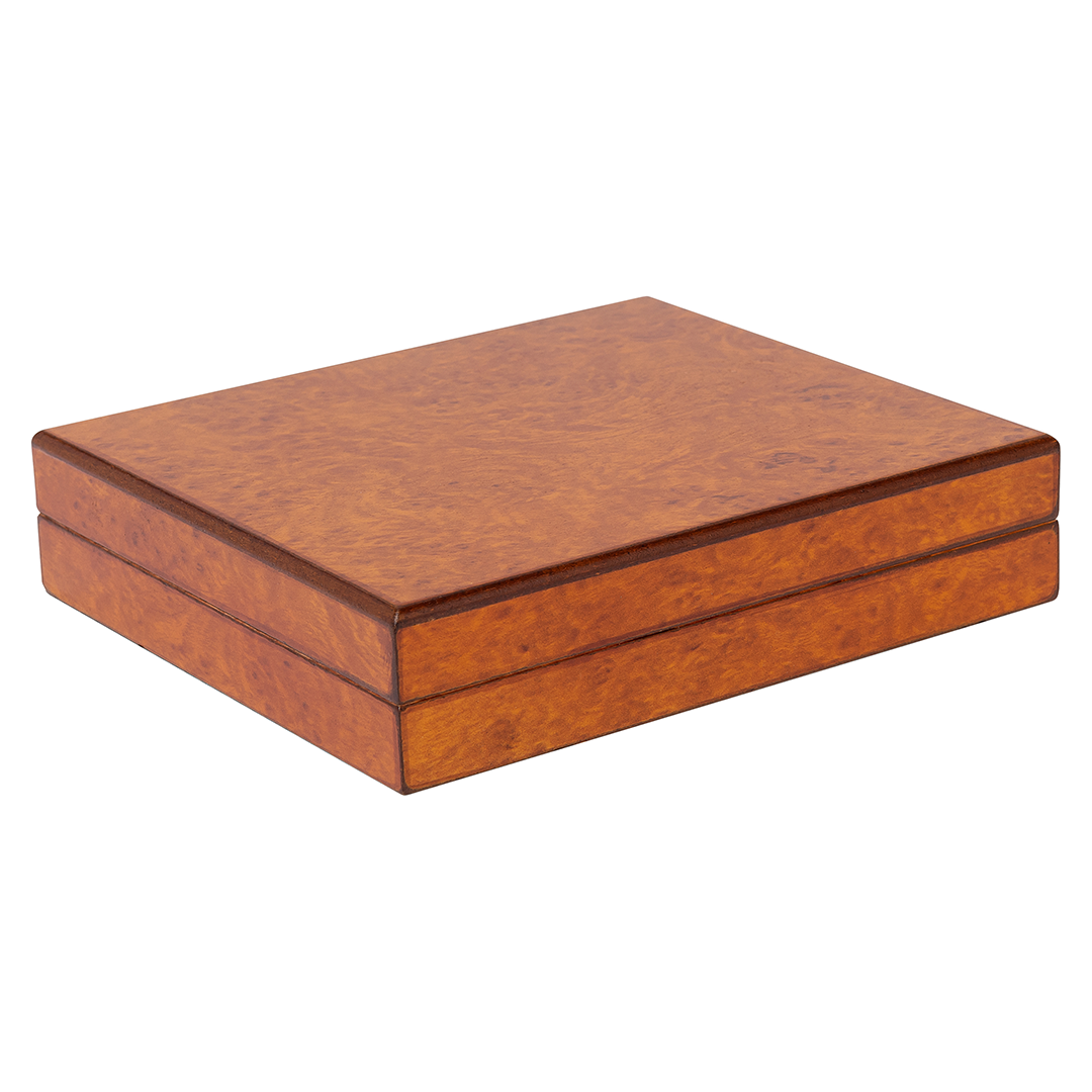 Humidor Supreme 15 Burl Travel Humidor 15 Cigar Capacity with 1 Xikar-Boveda 84% Seasoning Pack