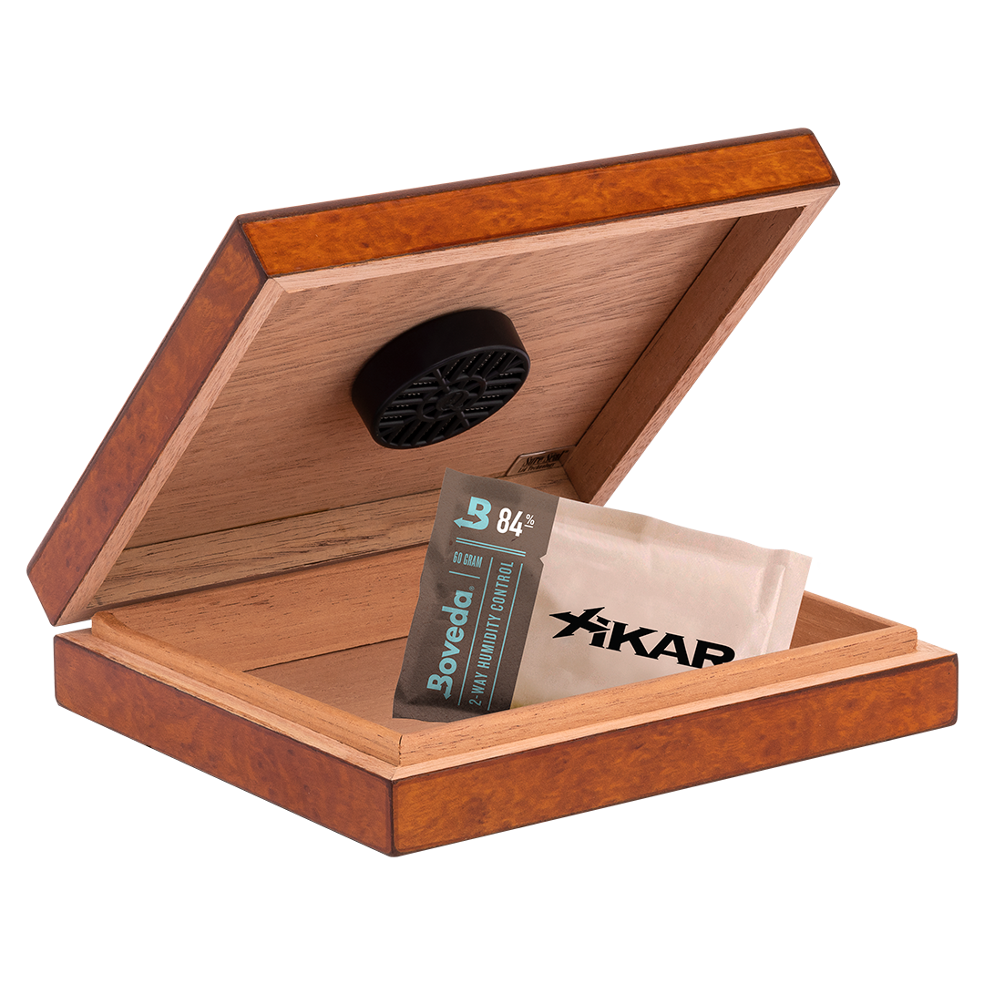 Humidor Supreme 15 Burl Travel Humidor 15 Cigar Capacity with 1 Xikar-Boveda 84% Seasoning Pack - view 2