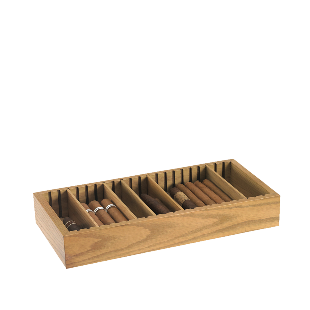 Humidor Supreme Adjustable Cigar Tray with Dividers in White Oak