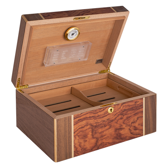 Humidor Supreme Amarone Bubinga Humidor with Mappa Inlay 40-75 Cigar Capacity - view 2