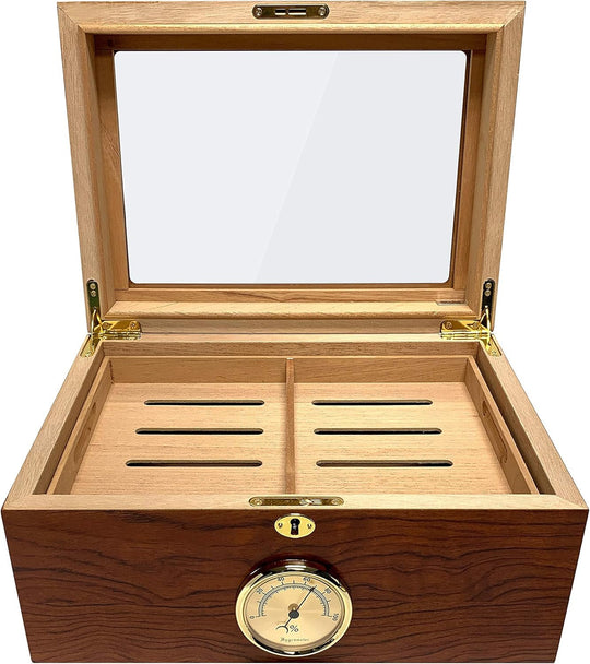 Humidor Supreme Bally Bubinga Humidor with Glasstop 60-105 Cigar Capacity with 4 Xikar-Boveda 84% Seasoning Packs - view 6