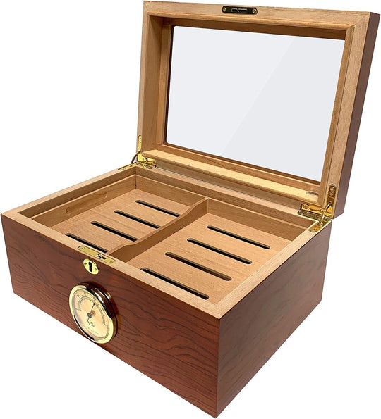 Humidor Supreme Bally Glasstop Humidor in Black 60-105 Cigar Capacity with 4 Xikar-Boveda 84% Seasoning Packs - view 7