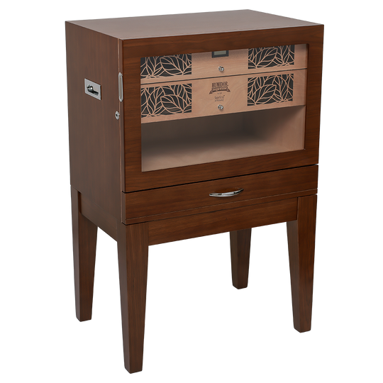 Humidor Supreme Balthazar II Walnut Oak End Table Humidor with Front Opening