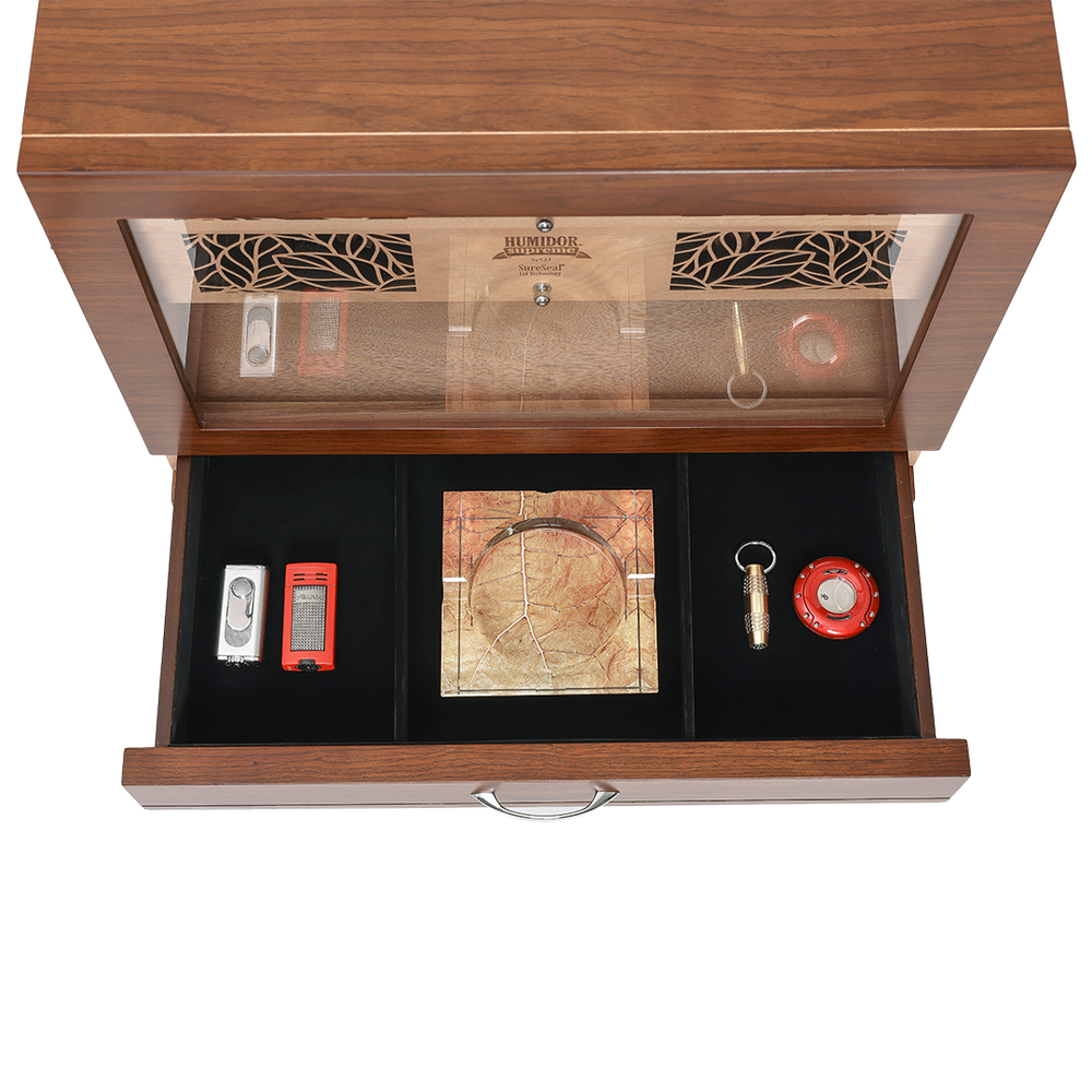 Humidor Supreme Balthazar II Walnut Oak End Table Humidor with Front Opening - view 2