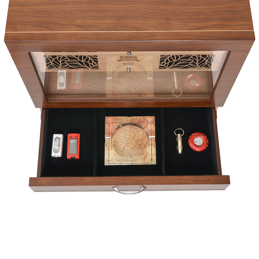 Humidor Supreme Balthazar II Walnut Oak End Table Humidor with Front Opening - view 2