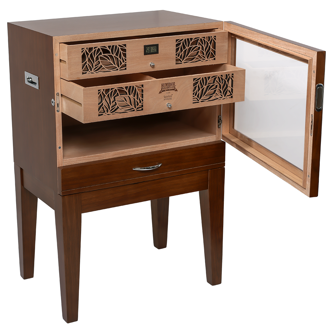Humidor Supreme Balthazar II Walnut Oak End Table Humidor with Front Opening - view 4