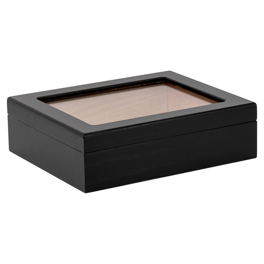Humidor Supreme Black Travel Glasstop Humidor 20 Cigar Capacity with 2 Xikar-Boveda 84% Seasoning Packs - Model HUM-TR20G-BLK-BOV - view 2