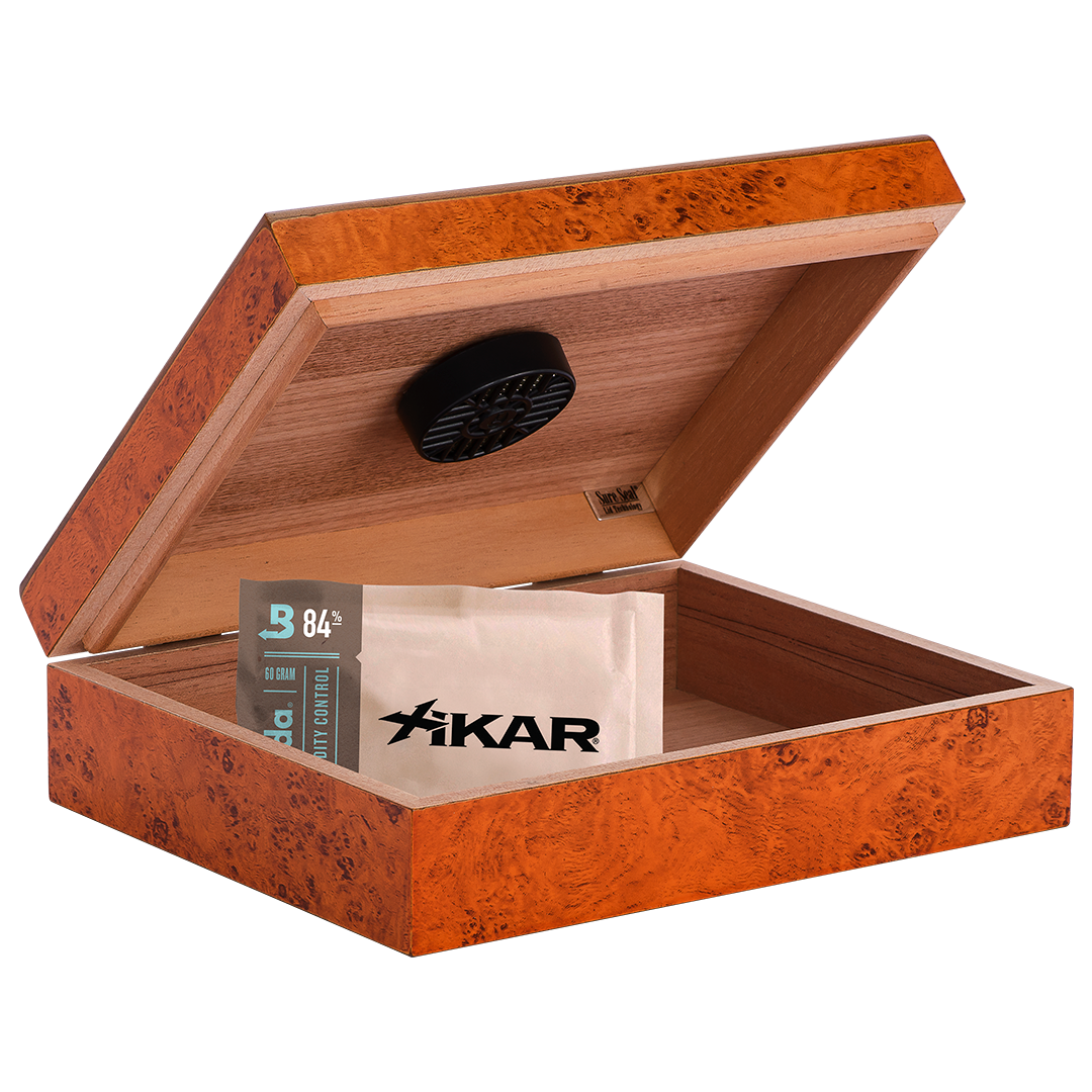 Humidor Supreme Burl Travel Humidor 20 Cigar Capacity with 2 Xikar-Boveda 84% Seasoning Packs - view 2