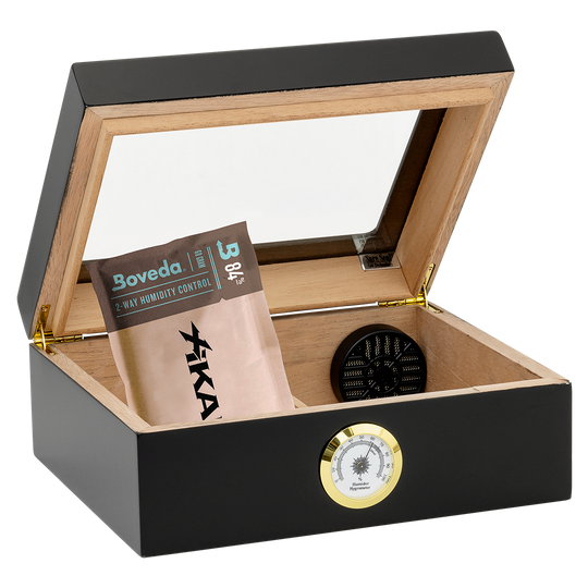 Humidor Supreme Capri Black Glasstop Humidor 25 Cigar Capacity with 2 Xikar-Boveda 84% Seasoning Packs - view 2