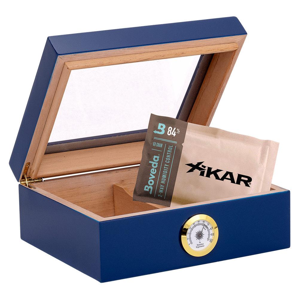 Humidor Supreme Capri Blue Glasstop Humidor 25 Cigar Capacity with 2 Xikar-Boveda 84% Seasoning Packs - view 2
