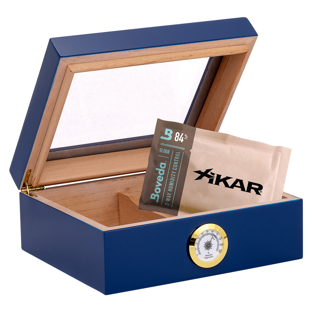 Humidor Supreme Capri Blue Glasstop Humidor 25 Cigar Capacity with 2 Xikar-Boveda 84% Seasoning Packs - view 2