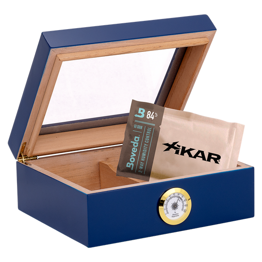 Humidor Supreme Capri Blue Glasstop Humidor 25 Cigar Capacity with 2 Xikar-Boveda 84% Seasoning Packs - view 3