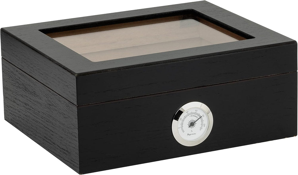 Humidor Supreme Capri Glasstop Humidor in Black Oak 25 Cigar Capacity with 2 Xikar-Boveda 84% Seasoning Packs - view 2
