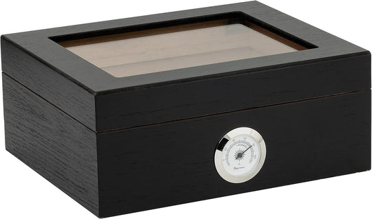 Humidor Supreme Capri Glasstop Humidor in Black Oak 25 Cigar Capacity with 2 Xikar-Boveda 84% Seasoning Packs - view 2