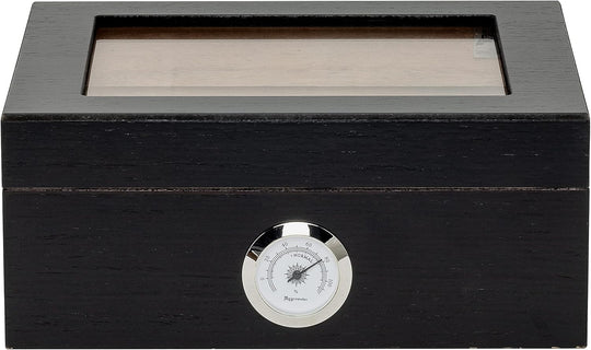Humidor Supreme Capri Glasstop Humidor in Black Oak 25 Cigar Capacity with 2 Xikar-Boveda 84% Seasoning Packs - view 3