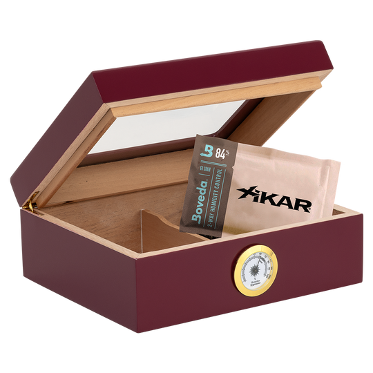 Humidor Supreme Capri Red Glasstop Humidor 25 Cigar Capacity with 2 Xikar-Boveda 84% Seasoning Packs - view 3