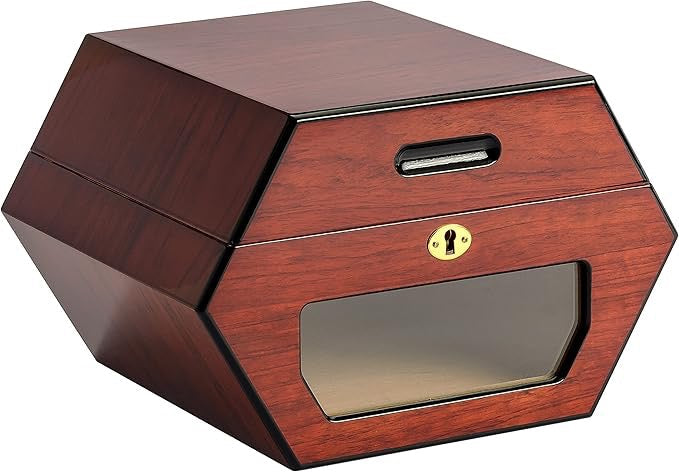 Humidor Supreme Cuban Wheel High Lacquer Rosewood Humidor with Tempered Glass Window 50 Cigar Capacity with 2 Xikar-Boveda 84% Seasoning Packs - view 5