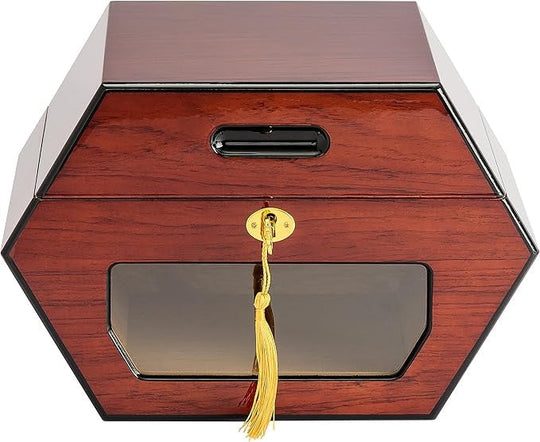 Humidor Supreme Cuban Wheel High Lacquer Rosewood Humidor with Tempered Glass Window 50 Cigar Capacity with 2 Xikar-Boveda 84% Seasoning Packs - view 8