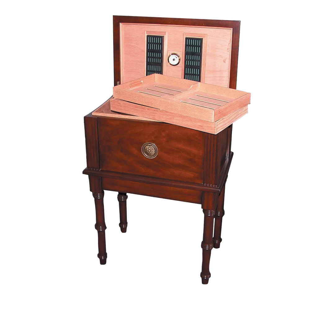 Humidor Supreme Distressed Walnut Antique Table Humidor 300 Cigar Capacity