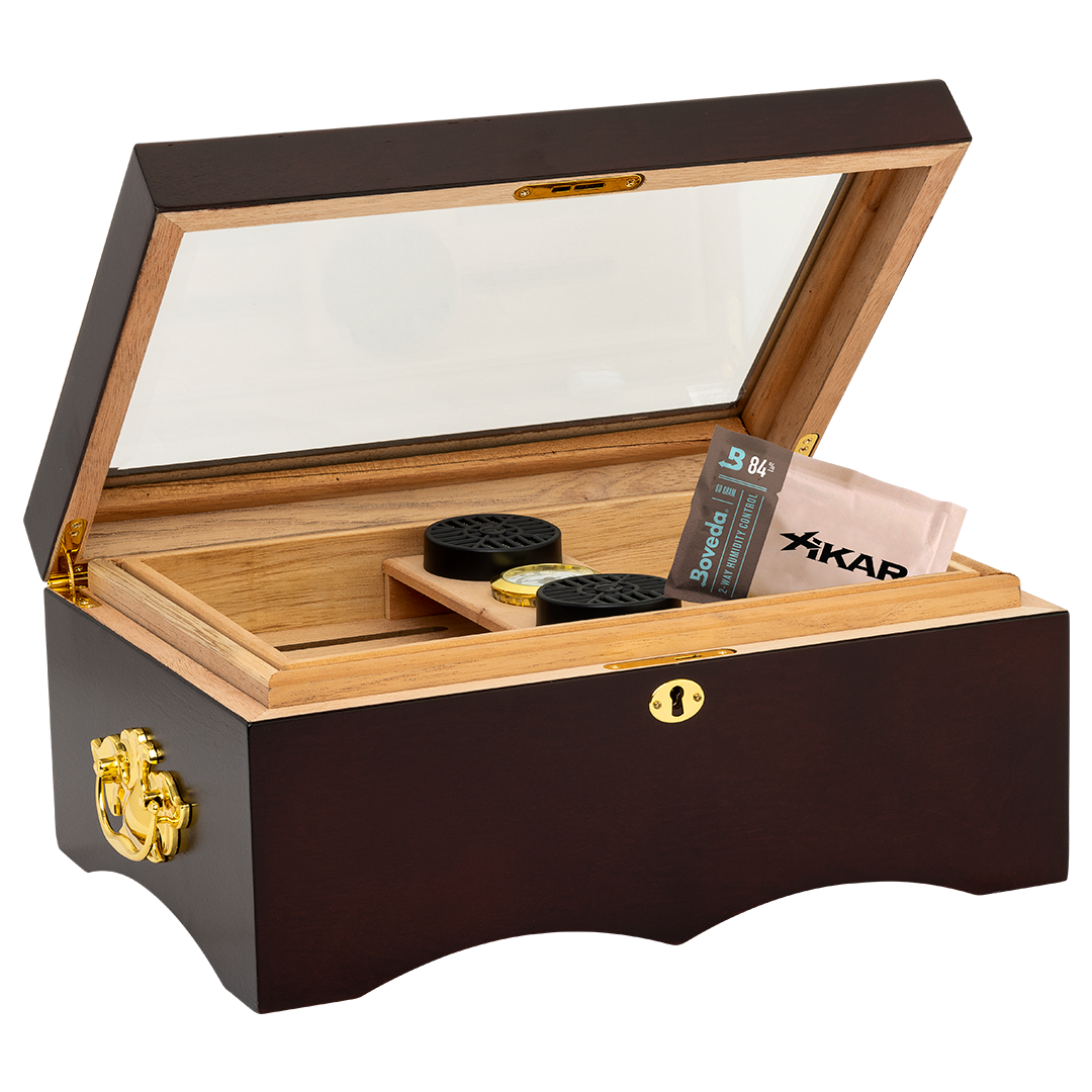 Humidor Supreme El Rey Glasstop Humidor 150 Cigar Capacity with 6 Xikar-Boveda 84% Seasoning Packs - view 2