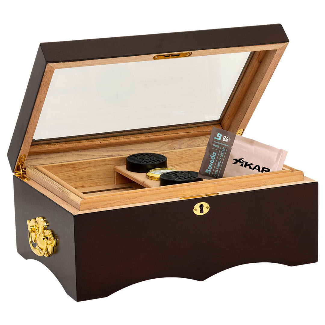 Humidor Supreme El Rey Glasstop Humidor 150 Cigar Capacity with 6 Xikar-Boveda 84% Seasoning Packs - view 3