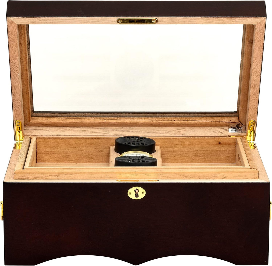 Humidor Supreme El Rey Glasstop Humidor 150 Cigar Capacity with 6 Xikar-Boveda 84% Seasoning Packs - view 7