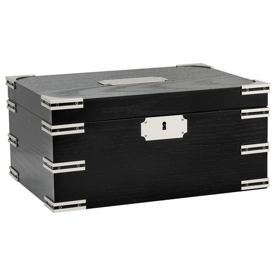Humidor Supreme Ironside Black Humidor with Metal Accents 60-95 Cigar Capacity with Xikar-Boveda 84% Seasoning Packs