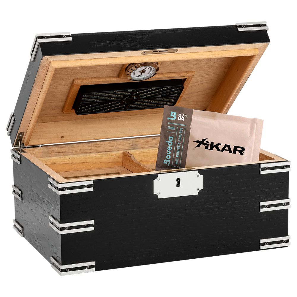 Humidor Supreme Ironside Black Humidor with Metal Accents 60-95 Cigar Capacity with Xikar-Boveda 84% Seasoning Packs - view 2