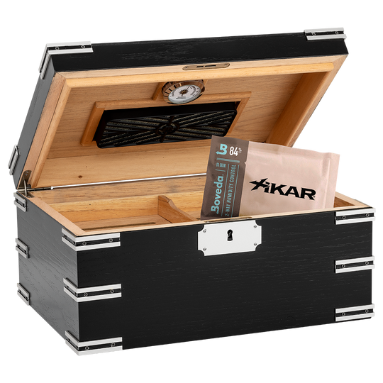 Humidor Supreme Ironside Black Humidor with Metal Accents 60-95 Cigar Capacity with Xikar-Boveda 84% Seasoning Packs - view 2