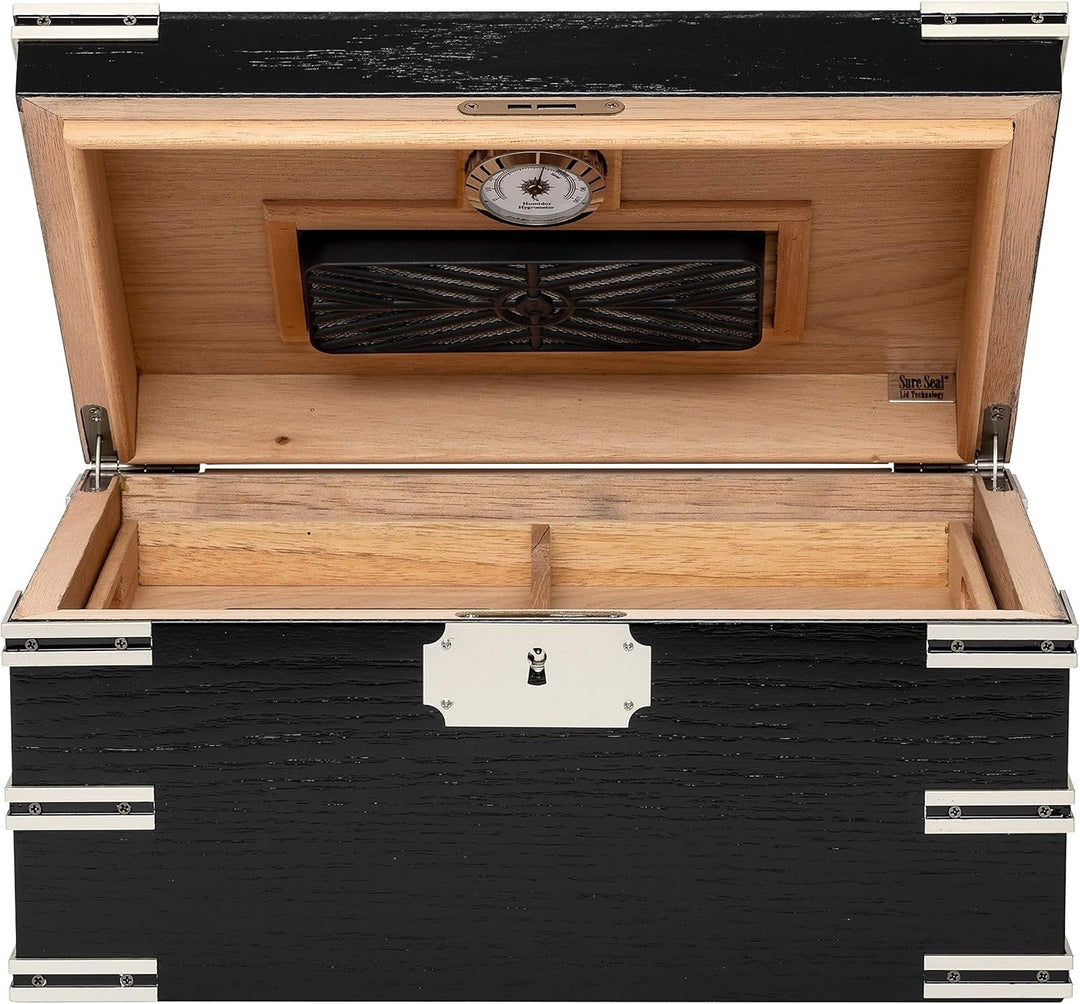 Humidor Supreme Ironside Black Humidor with Metal Accents 60-95 Cigar Capacity with Xikar-Boveda 84% Seasoning Packs - view 7