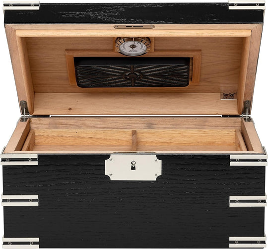 Humidor Supreme Ironside Black Humidor with Metal Accents 60-95 Cigar Capacity with Xikar-Boveda 84% Seasoning Packs - view 7