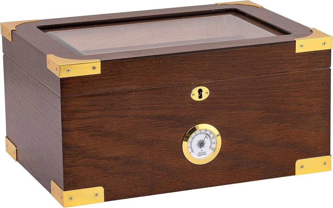 Humidor Supreme Milano Elegant Glasstop Humidor with Gold Corner Accents 75 Cigar Capacity with 4 Xikar-Boveda 84% Seasoning Packs - view 4