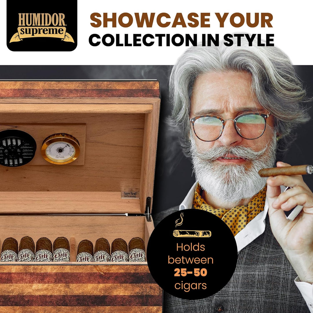 Humidor Supreme Old Glory Humidor 50 Cigar Capacity with 3 Xikar-Boveda 84% Seasoning Packs - view 7