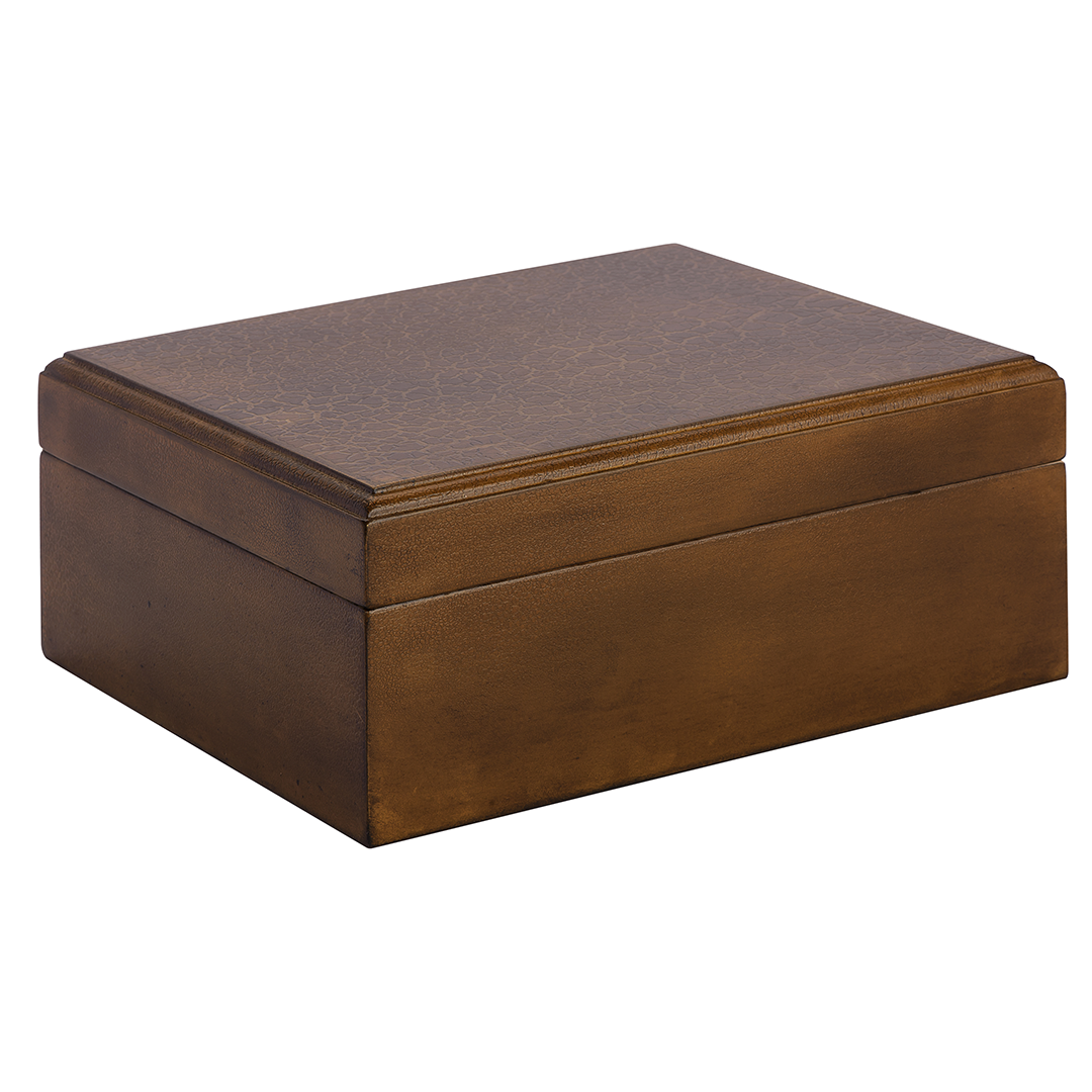 Humidor Supreme Rawhide Humidor with Crackel Finish 25-50 Cigar Capacity with 1 Xikar-Boveda 84% Seasoning Pack