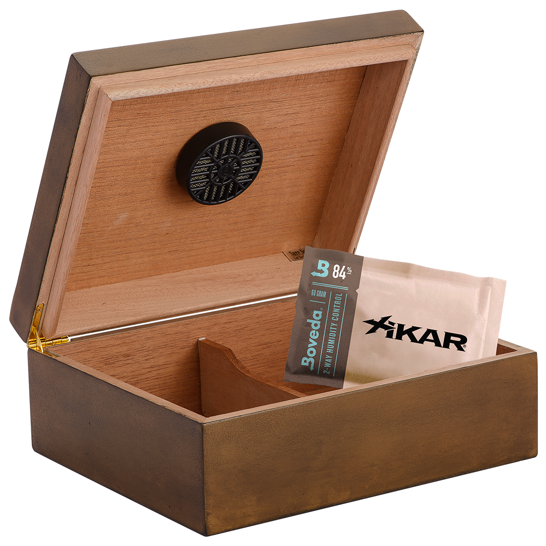 Humidor Supreme Rawhide Humidor with Crackel Finish 25-50 Cigar Capacity with 1 Xikar-Boveda 84% Seasoning Pack - view 2