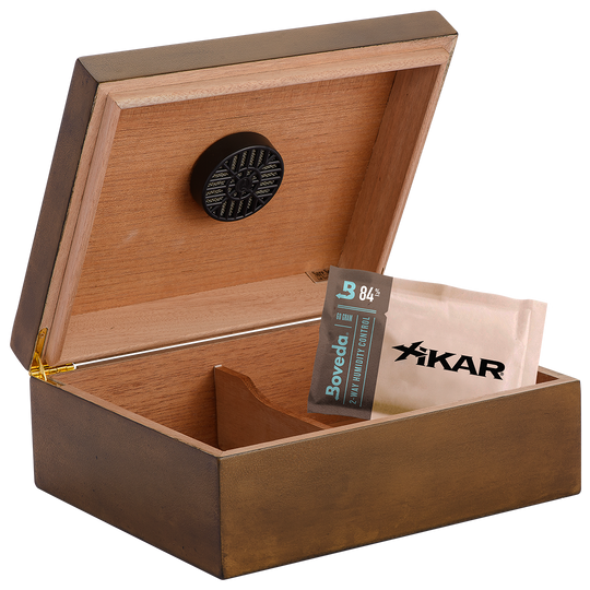 Humidor Supreme Rawhide Humidor with Crackel Finish 25-50 Cigar Capacity with 1 Xikar-Boveda 84% Seasoning Pack - view 2