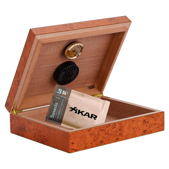 Humidor Supreme Riviera Humidor 20-30 Cigar Capacity with 1 Xikar-Boveda 84% Seasoning Pack