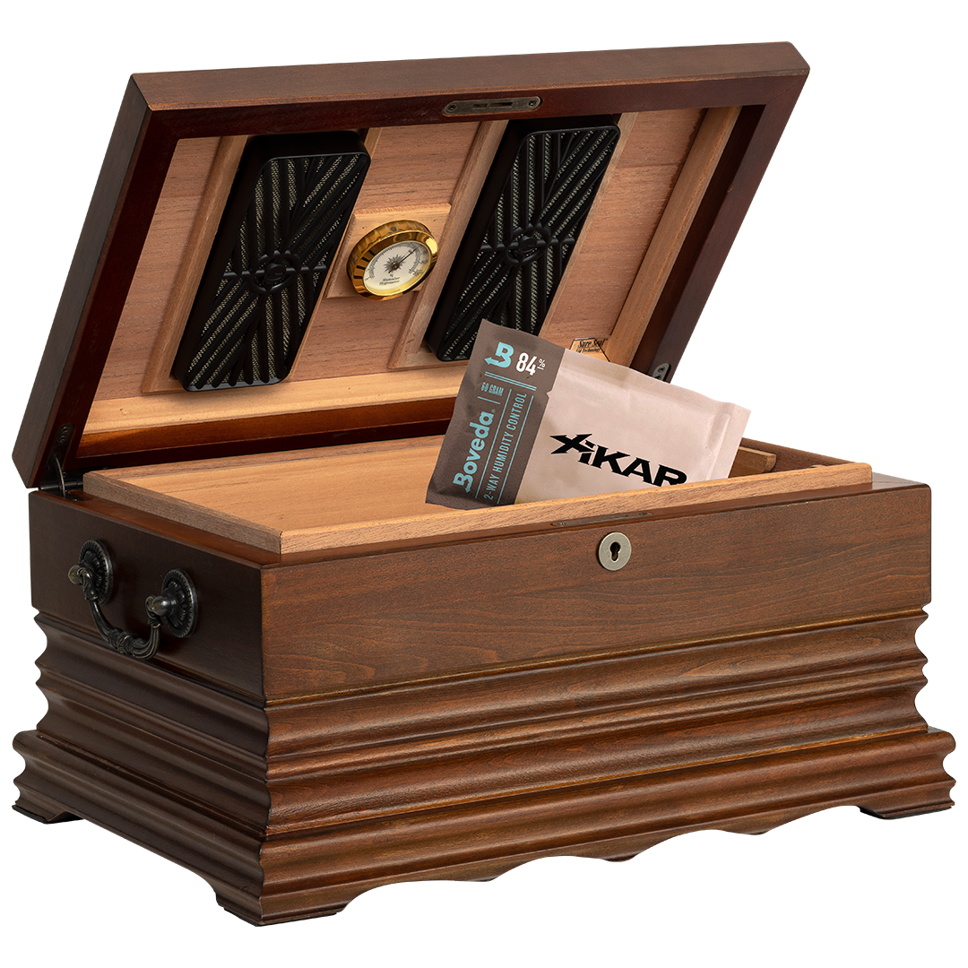 Humidor Supreme Tradition Solid Wood Antique Humidor in Golden Cherry Finish 125 Cigar Capacity with 4 Xikar-Boveda 84% Seasoning Packs - view 2