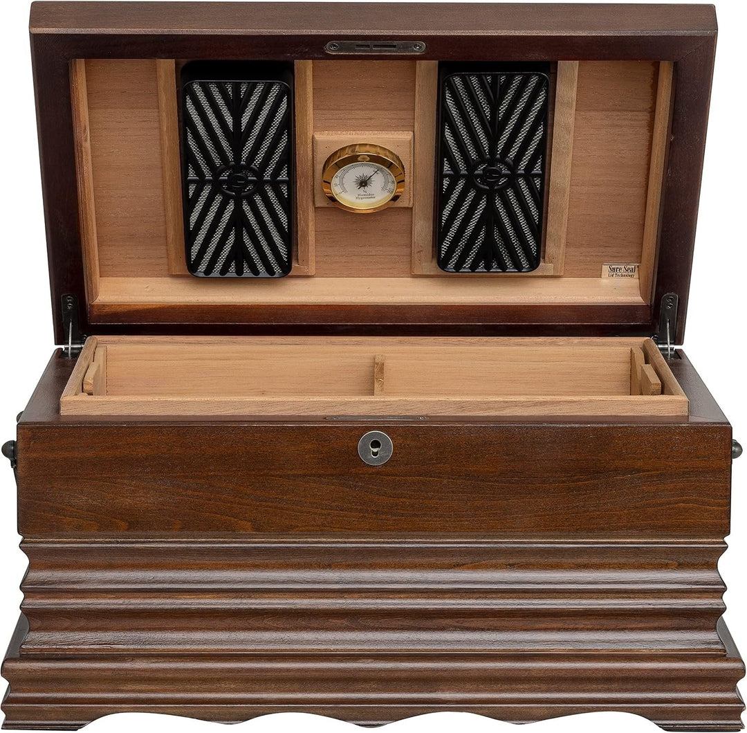 Humidor Supreme Tradition Solid Wood Antique Humidor in Golden Cherry Finish 125 Cigar Capacity with 4 Xikar-Boveda 84% Seasoning Packs - view 7
