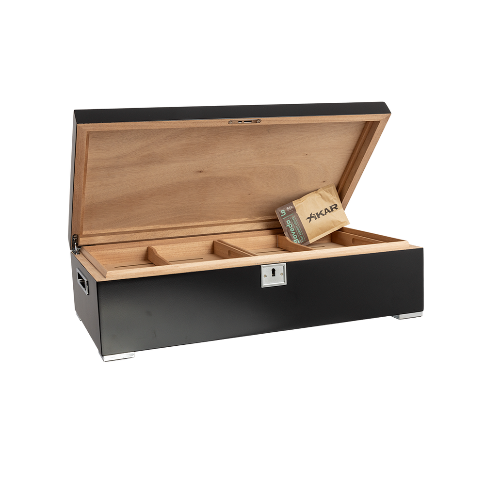 Humidor Supreme Valentino Noir in Black Finish 85-150 Cigar Capacity with 5 Xikar-Boveda 84% Seasoning Packs - view 2