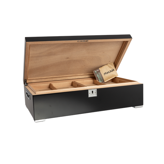 Humidor Supreme Valentino Noir in Black Finish 85-150 Cigar Capacity with 5 Xikar-Boveda 84% Seasoning Packs - view 2