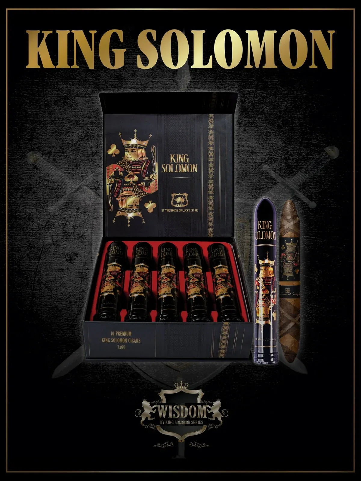 Lucky Cigar – The King Solomon Series: Solomon 7x60 Box of 10 Cigars in Tubes - Cigar Inc