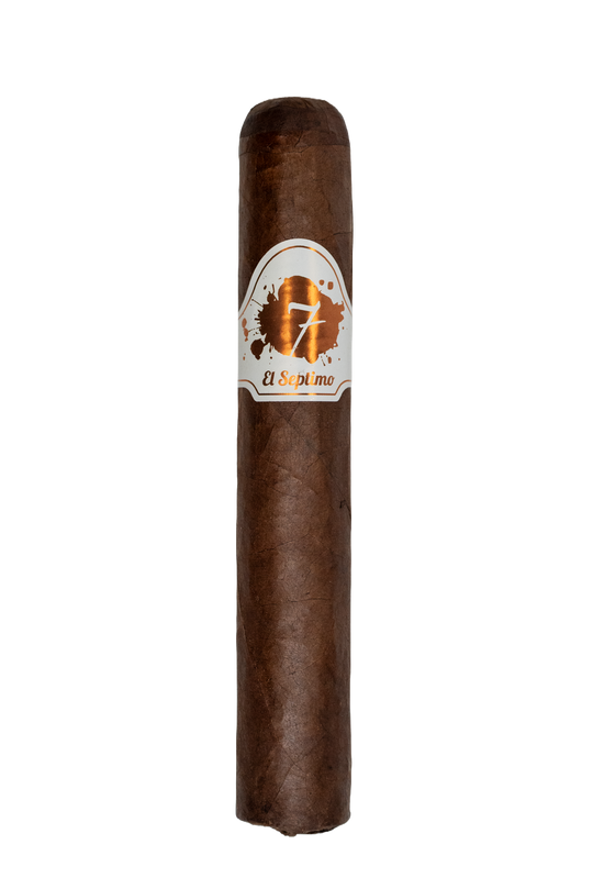 El Septimo Kolosso White premium cigar with white and copper band