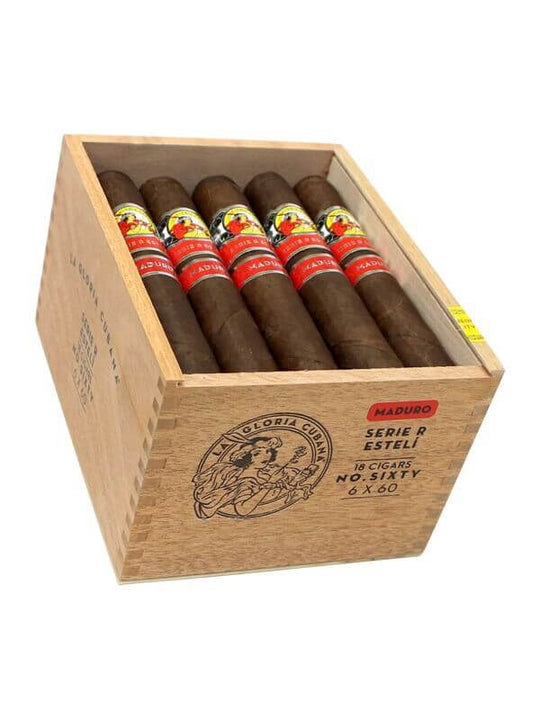 Box of 18 La Gloria Cubana Serie R Estelí Maduro cigars 6 x 60 at Cigar Inc Los Angeles