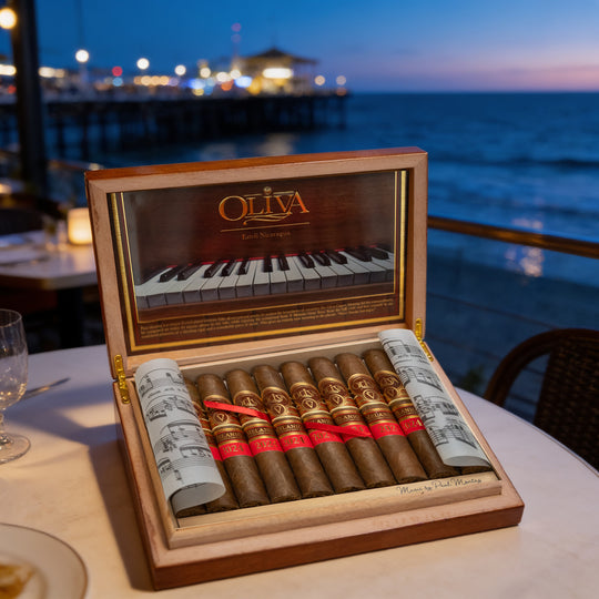 Oliva Serie V Melanio Edicion Ano 2024 cigar with Brizard and Co Trilogy Spear cutter at Cigar Inc. Woodland Hills