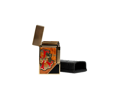 S.T. Dupont OpusX Les Chaines de l'Amour lighter black with included ostrich pouch