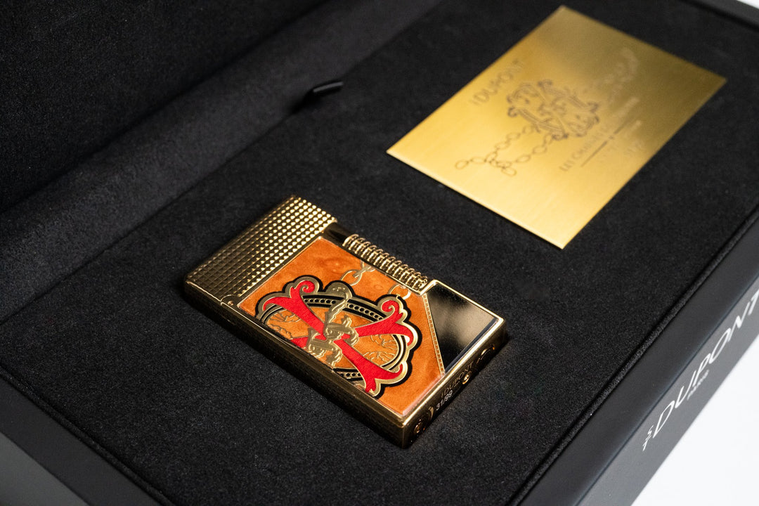 S.T. Dupont OpusX Les Chaines de l'Amour lighter black in presentation box with numbered gold plaque