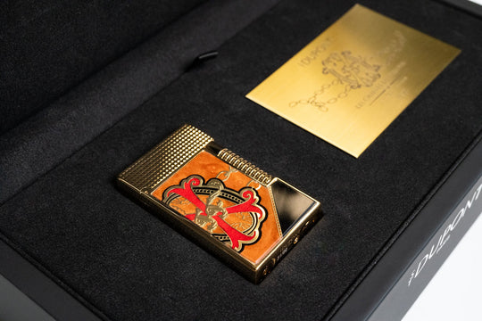 S.T. Dupont OpusX Les Chaines de l'Amour lighter black in presentation box with numbered gold plaque